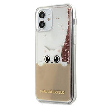 Заредете изображение във визуализатора на галерията – Karl Lagerfeld KLHCP12SPABGNU iPhone 12 mini 5,4" różowo-złoty/pink gold hardcase PEEK A BOO Liquid Glitter - TopMag
