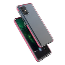 Заредете изображение във визуализатора на галерията – Spring Case clear TPU gel protective cover with colorful frame for Samsung Galaxy M51 black - TopMag
