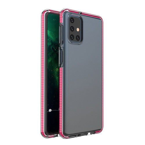 Spring Case clear TPU gel protective cover with colorful frame for Samsung Galaxy M51 pink - TopMag