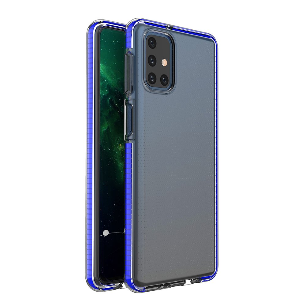 Spring Case clear TPU gel protective cover with colorful frame for Samsung Galaxy M51 blue - TopMag