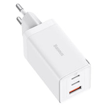 Заредете изображение във визуализатора на галерията – GaN 2xUSB C 1xUSB 65W fast charger Baseus GaN5 Pro + USB C - USB C 100W cable - white
