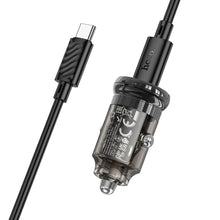 Заредете изображение във визуализатора на галерията – HOCO car charger Type C + cable Type C to Type C PD 30W Z53 black
