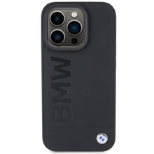 Заредете изображение във визуализатора на галерията – Original Case BMW Magsafe Leather Hot Stamp BMHMP15LSLLBK for Iphone 15 Pro Black
