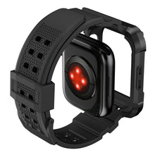 Заредете изображение във визуализатора на галерията – Kingxbar CYF134 2in1 Rugged Case for Apple Watch 8, 7 (45 mm) Stainless Steel with Strap Black
