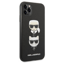Заредете изображение във визуализатора на галерията – Original Pouch KARL LAGERFELD Saffiano Ikonik Karl&amp;Choupette Head KLHCN58SAKICKCBK for Iphone 11 Pro black
