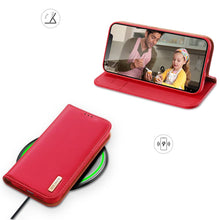 Заредете изображение във визуализатора на галерията – Dux Ducis Hivo Genuine Leather Bookcase type case for iPhone 13 mini red
