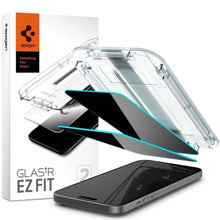 Заредете изображение във визуализатора на галерията – TEMPERED GLASS Spigen GLAS.TR "EZ FIT" 2-PACK IPHONE 15 PRIVACY
