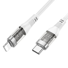 Заредете изображение във визуализатора на галерията – Borofone Cable BU37 Transparent Discovery - Type C to Lightning - PD 20W 1,2 metres white
