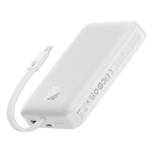 Заредете изображение във визуализатора на галерията – Baseus Magnetic Mini MagSafe 10000mAh 30W powerbank with built-in Lightning cable - white + Baseus Simple Series USB-C - USB-C 60W 0.3m cable
