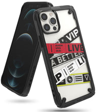 Заредете изображение във визуализатора на галерията – Ringke Fusion X Design durable PC Case with TPU Bumper for iPhone 12 Pro / iPhone 12 black (Ticket band) (XDAP0022) - TopMag
