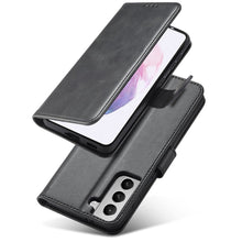 Заредете изображение във визуализатора на галерията – Magnet Case elegant bookcase type case with kickstand for Samsung Galaxy S21+ 5G (S21 Plus 5G) black - TopMag
