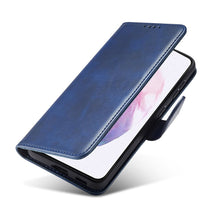 Заредете изображение във визуализатора на галерията – Magnet Case elegant bookcase type case with kickstand for Samsung Galaxy S21 Ultra 5G blue - TopMag
