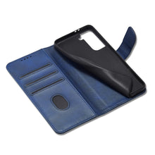 Заредете изображение във визуализатора на галерията – Magnet Case elegant bookcase type case with kickstand for Samsung Galaxy S21 Ultra 5G blue - TopMag
