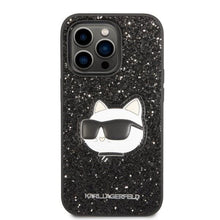 Заредете изображение във визуализатора на галерията – Karl Lagerfeld KLHCP14LG2CPK iPhone 14 Pro 6.1" black/black hardcase Glitter Choupette Patch
