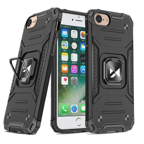 Wozinsky Ring Armor Case Kickstand Tough Rugged Cover for iPhone SE 2022 / SE 2020 / iPhone 8 / iPhone 7 black - TopMag