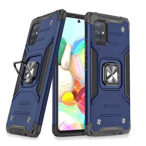 Wozinsky Ring Armor Case Kickstand Tough Rugged Cover for Samsung Galaxy A71 5G blue - TopMag