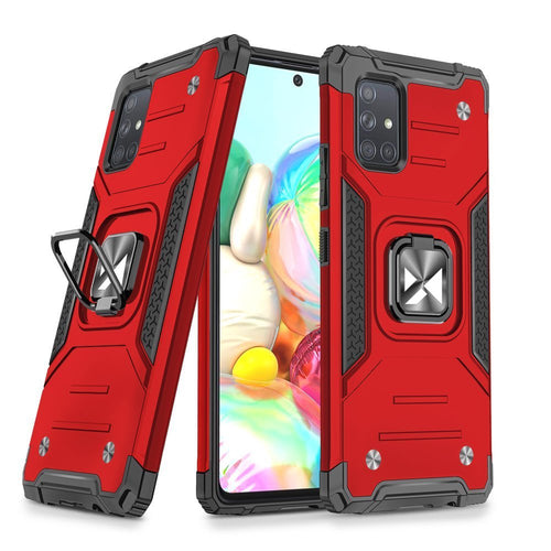 Wozinsky Ring Armor Case Kickstand Tough Rugged Cover for Samsung Galaxy A71 5G red - TopMag