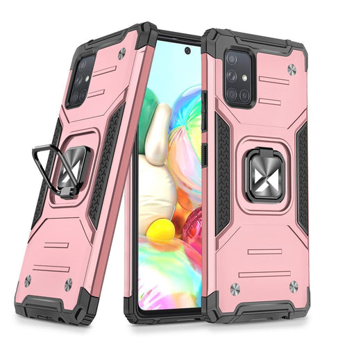 Wozinsky Ring Armor Case Kickstand Tough Rugged Cover for Samsung Galaxy A71 5G pink - TopMag