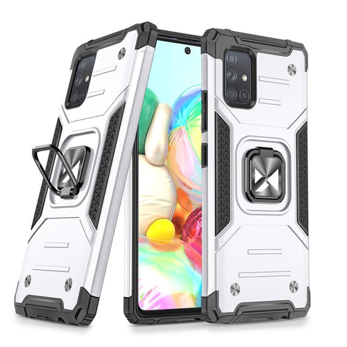 Wozinsky Ring Armor Case Kickstand Tough Rugged Cover for Samsung Galaxy A71 5G silver - TopMag