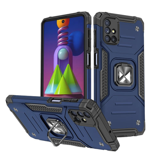 Wozinsky Ring Armor Case Kickstand Tough Rugged Cover for Samsung Galaxy M51 blue - TopMag