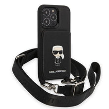 Заредете изображение във визуализатора на галерията – Karl Lagerfeld KLHCP13LSAIPCK iPhone 13 Pro / 13 6.1" hardcase black/black Saffiano Metal Ikonik
