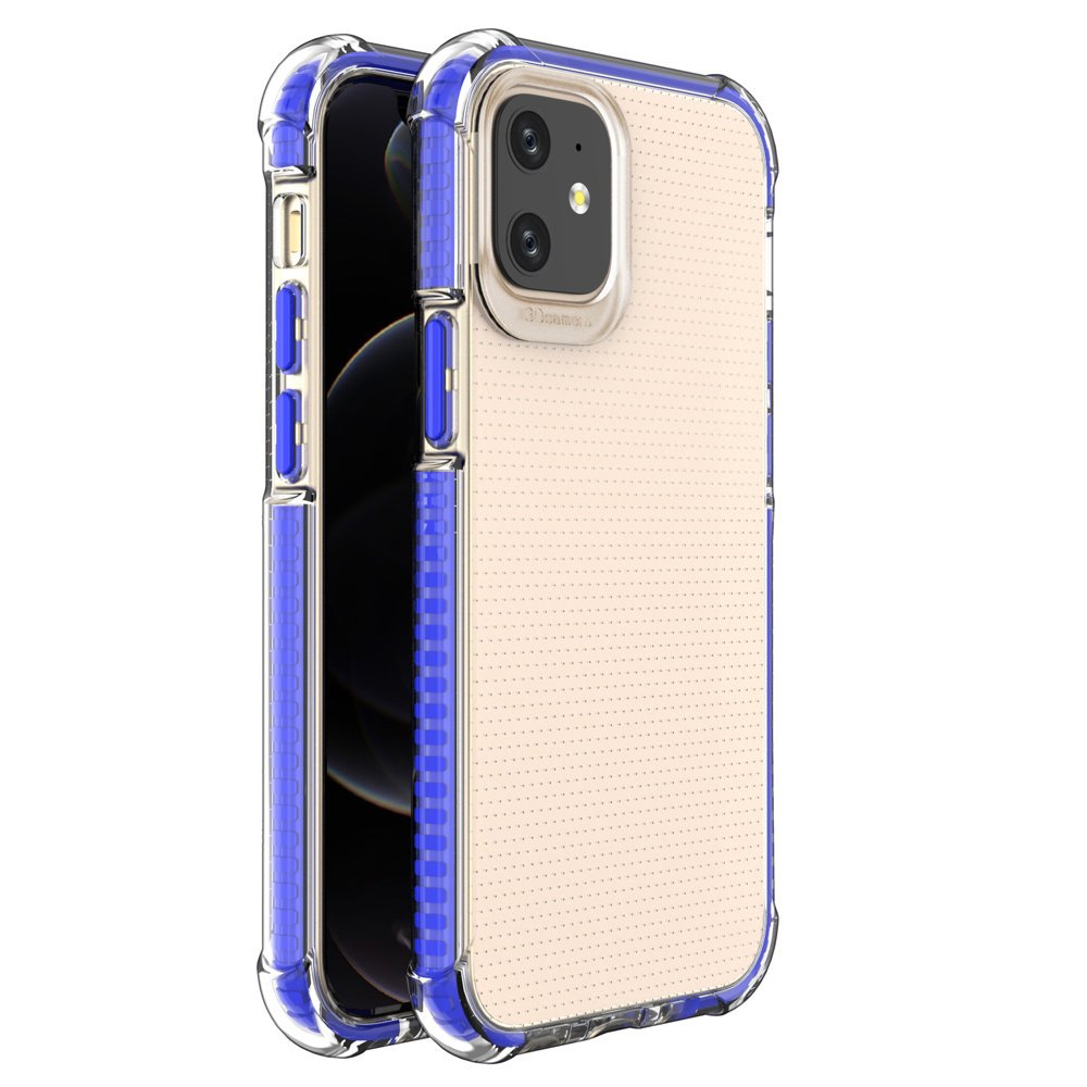 Spring Armor clear TPU gel rugged protective cover with colorful frame for iPhone 12 mini blue - TopMag
