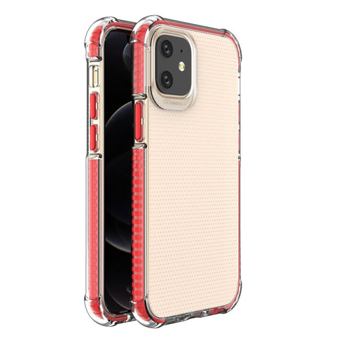 Spring Armor clear TPU gel rugged protective cover with colorful frame for iPhone 12 mini red - TopMag