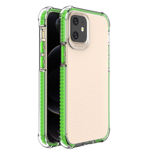 Spring Armor clear TPU gel rugged protective cover with colorful frame for iPhone 12 mini green - TopMag