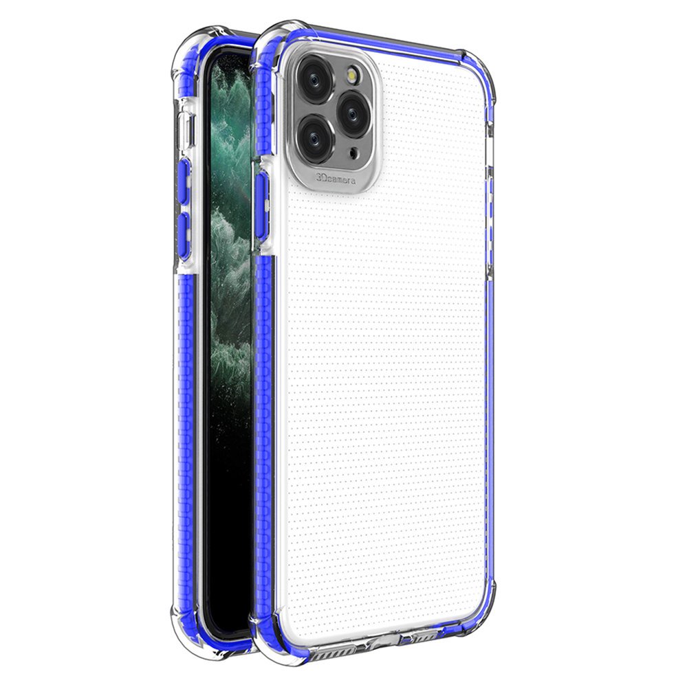 Spring Armor clear TPU gel rugged protective cover with colorful frame for iPhone 11 Pro Max blue - TopMag