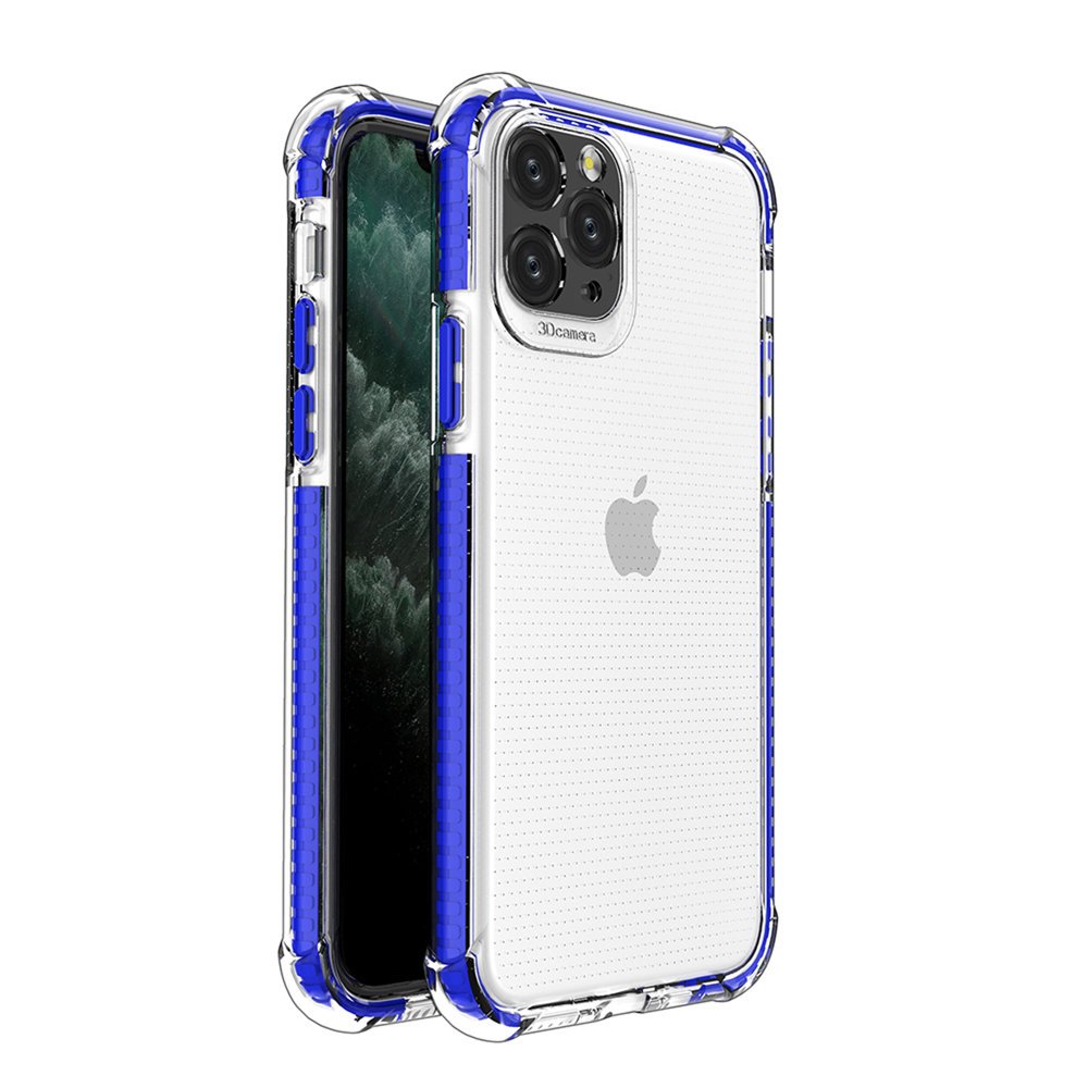 Spring Armor clear TPU gel rugged protective cover with colorful frame for iPhone 11 Pro blue - TopMag