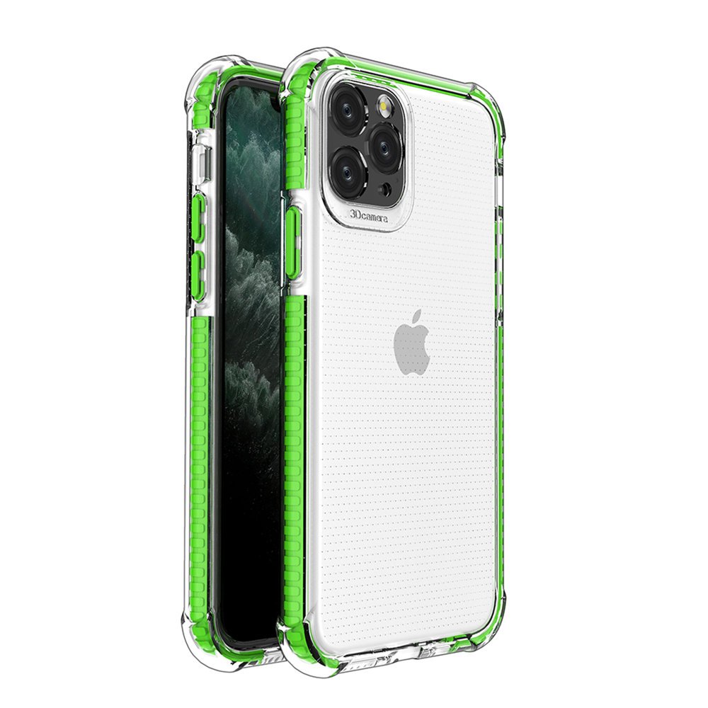 Spring Armor clear TPU gel rugged protective cover with colorful frame for iPhone 11 Pro green - TopMag