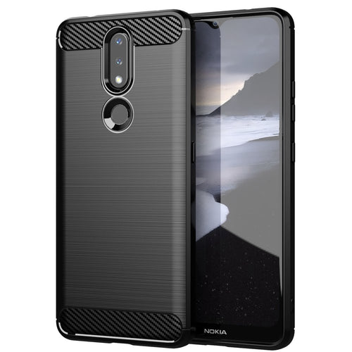 Carbon Case Flexible Cover TPU Case for Nokia 2.4 black - TopMag