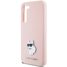 Заредете изображение във визуализатора на галерията – Karl Lagerfeld Silicone Choupette Metal Pin case for Samsung Galaxy S23+ - pink
