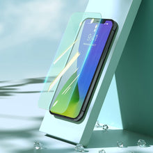 Заредете изображение във визуализатора на галерията – Baseus 2x 0,3 mm Eye Protection Full Coverage Green Tempered Glass Film with Anti Blue Light Filter for iPhone 12 mini (SGAPIPH54N-LP02) - TopMag
