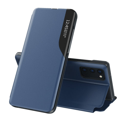 Eco Leather View Case elegant bookcase type case with kickstand for Samsung Galaxy M51 blue - TopMag