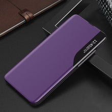 Заредете изображение във визуализатора на галерията – Eco Leather View Case elegant bookcase type case with kickstand for Samsung Galaxy M51 purple - TopMag
