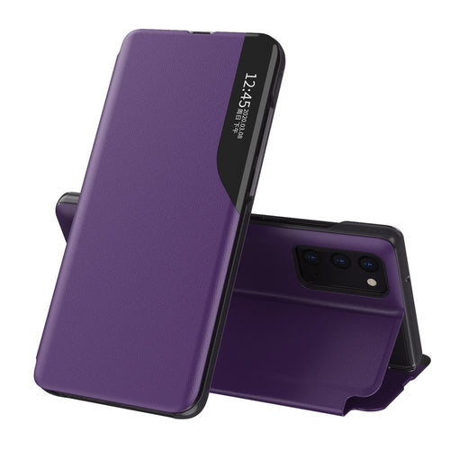 Eco Leather View Case elegant bookcase type case with kickstand for Samsung Galaxy M51 purple - TopMag