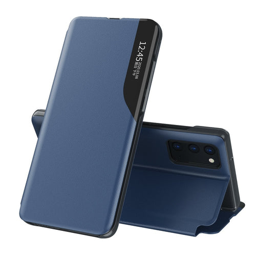 Eco Leather View Case elegant bookcase type case with kickstand for Samsung Galaxy A02s EU blue - TopMag