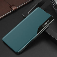 Заредете изображение във визуализатора на галерията – Eco Leather View Case elegant bookcase type case with kickstand for Samsung Galaxy A02s EU green - TopMag
