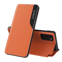 Заредете изображение във визуализатора на галерията – Eco Leather View Case elegant bookcase type case with kickstand for Samsung Galaxy A02s EU orange - TopMag
