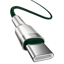 Заредете изображение във визуализатора на галерията – Baseus Cafule Metal Data cable USB Type C - USB Type C 100 W (20 V / 5 A) Power Delivery 2 m green (CATJK-D06) - TopMag
