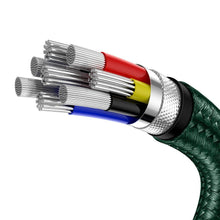 Заредете изображение във визуализатора на галерията – Baseus Cafule Metal Data cable USB Type C - USB Type C 100 W (20 V / 5 A) Power Delivery 2 m green (CATJK-D06) - TopMag
