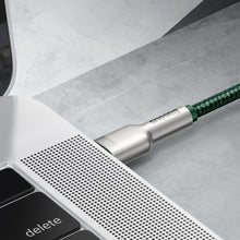 Заредете изображение във визуализатора на галерията – Baseus Cafule Metal Data cable USB Type C - USB Type C 100 W (20 V / 5 A) Power Delivery 2 m green (CATJK-D06) - TopMag

