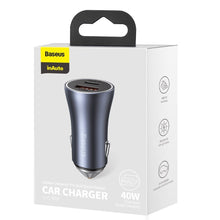 Заредете изображение във визуализатора на галерията – Baseus Golden Contactor Pro quick car charger USB Type C / USB 40 W Power Delivery 3.0 Quick Charge 4+ SCP FCP AFC gray (CCJD-0G) - TopMag
