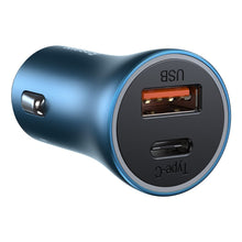 Заредете изображение във визуализатора на галерията – Baseus Golden Contactor Pro Fast USB Car Charger Type C / USB 40 W Power Delivery 3.0 Quick Charge 4+ SCP FCP AFC blue (CCJD-03) - TopMag
