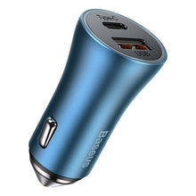 Заредете изображение във визуализатора на галерията – Baseus Golden Contactor Pro Fast USB Car Charger Type C / USB 40 W Power Delivery 3.0 Quick Charge 4+ SCP FCP AFC blue (CCJD-03) - TopMag

