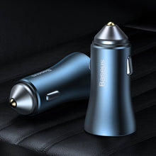 Заредете изображение във визуализатора на галерията – Baseus Golden Contactor Pro Fast USB Car Charger Type C / USB 40 W Power Delivery 3.0 Quick Charge 4+ SCP FCP AFC blue (CCJD-03) - TopMag
