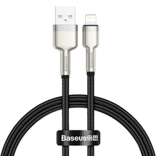 Заредете изображение във визуализатора на галерията – Baseus Cafule Metal Data USB - Lightning cable 2.4 A 0.25 m black (CALJK-01) - TopMag
