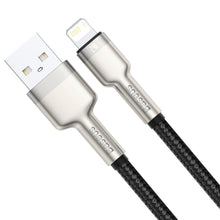 Заредете изображение във визуализатора на галерията – Baseus Cafule Metal Data USB - Lightning cable 2.4 A 0.25 m black (CALJK-01) - TopMag
