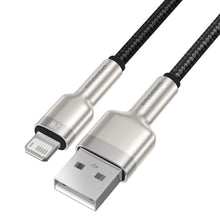 Заредете изображение във визуализатора на галерията – Baseus Cafule Metal Data USB - Lightning cable 2.4 A 0.25 m black (CALJK-01) - TopMag
